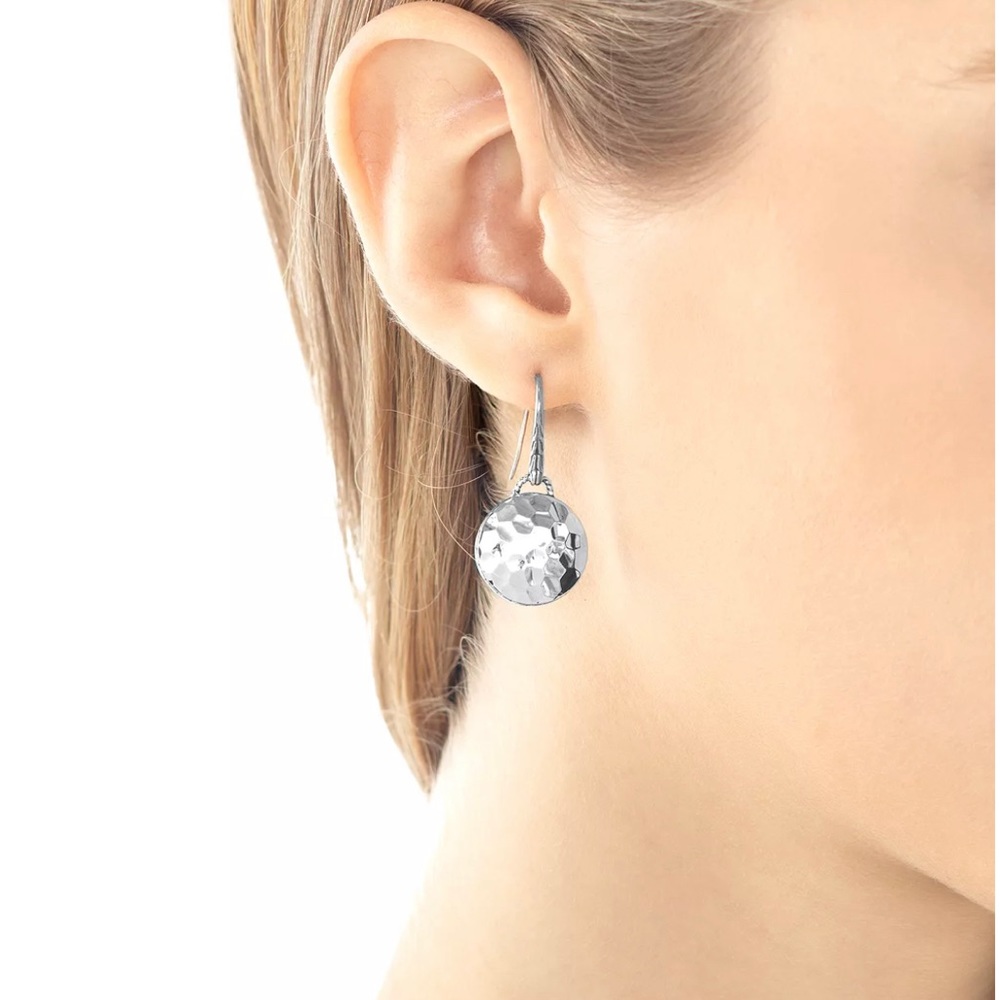 EUC John Hardy Palu Hammered Round Drop Earrings